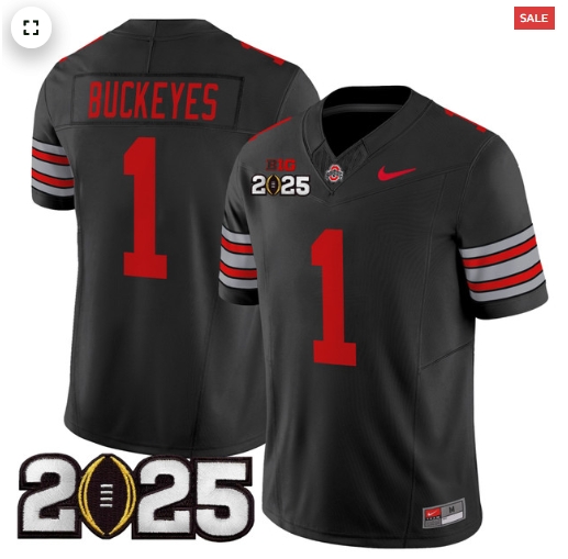 Men's Ohio State Buckeyes 'Heritage Stripe' 2025 CFP Final Patch Vapor Limited Jersey - All Stitched Black #1 Buckeyes