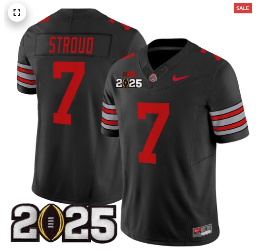 Men's Ohio State Buckeyes 'Heritage Stripe' 2025 CFP Final Patch Vapor Limited Jersey - All Stitched Black C J Stroud