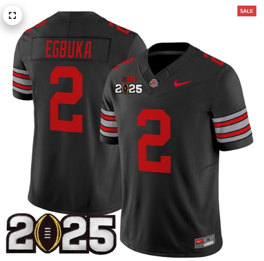 Men's Ohio State Buckeyes 'Heritage Stripe' 2025 CFP Final Patch Vapor Limited Jersey - All Stitched Black Emeka Egbuka