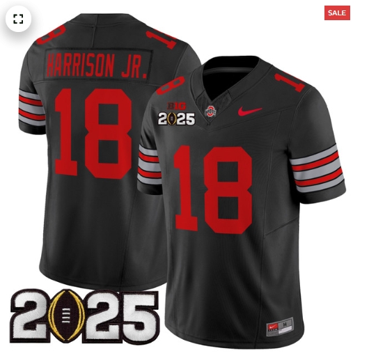 Men's Ohio State Buckeyes 'Heritage Stripe' 2025 CFP Final Patch Vapor Limited Jersey - All Stitched Black Marvin Harrison Jr.