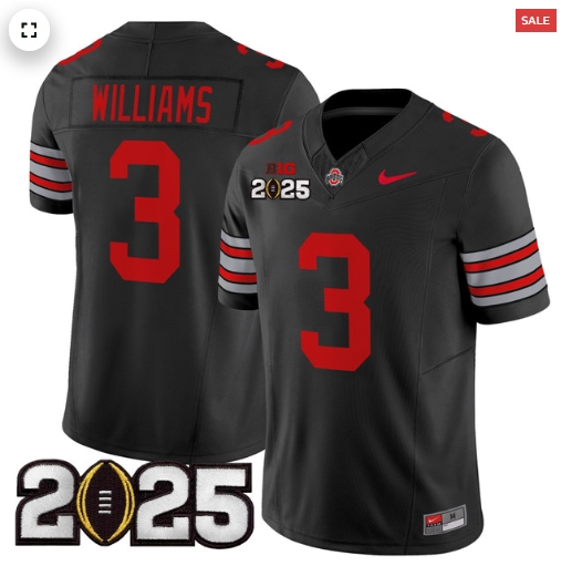 Men's Ohio State Buckeyes 'Heritage Stripe' 2025 CFP Final Patch Vapor Limited Jersey - All Stitched Black Miyan Williams