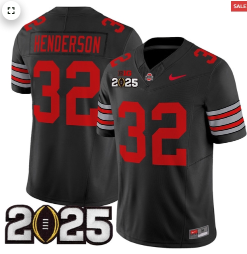 Men's Ohio State Buckeyes 'Heritage Stripe' 2025 CFP Final Patch Vapor Limited Jersey - All Stitched Black Treveyon Henderson