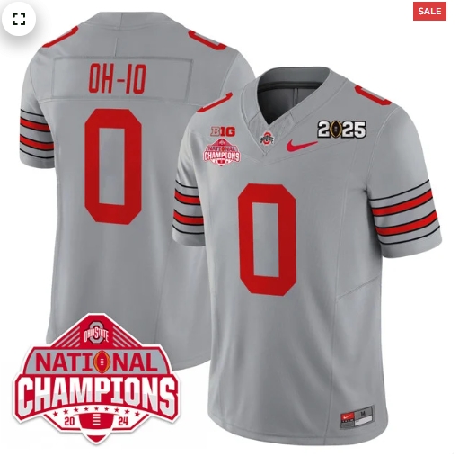 Men's Ohio State Buckeyes 'Heritage Stripe' 2025 CFP Patch - National Champions Jersey - All  GRAY OH-IO - 0
