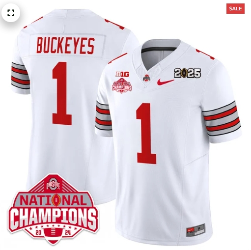 Men's Ohio State Buckeyes 'Heritage Stripe' 2025 CFP Patch - National Champions Jersey - All Stitched  #1 Buckeyes