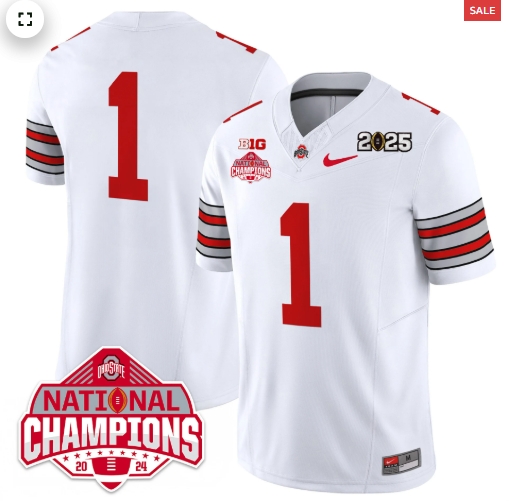 Men's Ohio State Buckeyes 'Heritage Stripe' 2025 CFP Patch - National Champions Jersey - All Stitched #1 Team