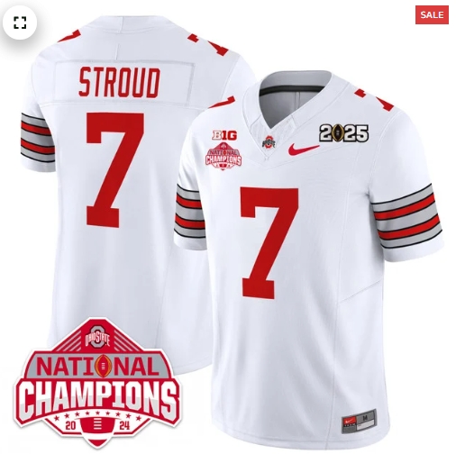 Men's Ohio State Buckeyes 'Heritage Stripe' 2025 CFP Patch - National Champions Jersey - All Stitched C J Stroud - 7