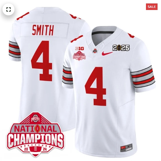 Men's Ohio State Buckeyes 'Heritage Stripe' 2025 CFP Patch - National Champions Jersey - All Stitched Jeremiah Smith - 4
