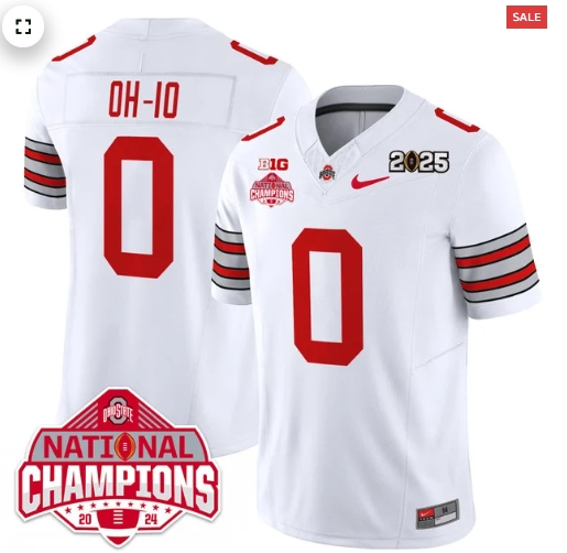 Men's Ohio State Buckeyes 'Heritage Stripe' 2025 CFP Patch - National Champions Jersey - All Stitched OH-IO - 0