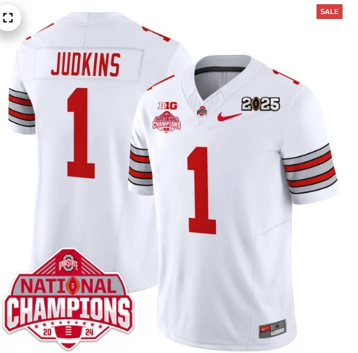 Men's Ohio State Buckeyes 'Heritage Stripe' 2025 CFP Patch - National Champions Jersey - All Stitched Quinshon Judkins - 1