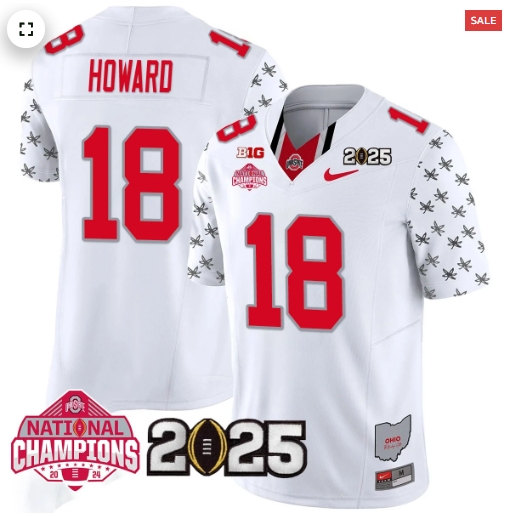 Men's Ohio State Buckeyes 'Heritage Stripe' 2025 CFP Patch - National Champions Jersey - All Stitched Will Howard - 18