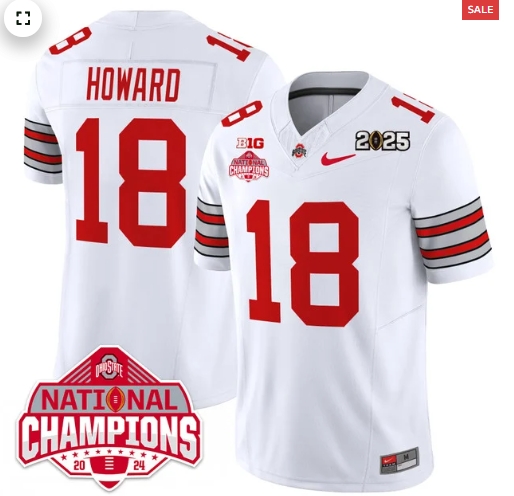Men's Ohio State Buckeyes 'Heritage Stripe' 2025 CFP Patch - National Champions Jersey - All Stitched Will Howard 18