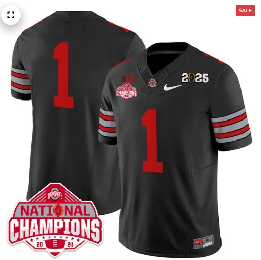 Men's Ohio State Buckeyes 'Heritage Stripe' 2025 CFP Patch - National Champions Jersey - All Stitched black  #1 Team