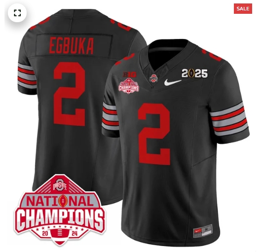 Men's Ohio State Buckeyes 'Heritage Stripe' 2025 CFP Patch - National Champions Jersey - All Stitched black  Emeka Egbuka - 2