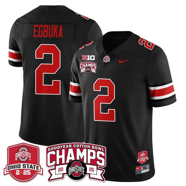 Men's Ohio State Buckeyes 2024 Cotton Bowl Champions Gold Jersey N5 - All Stitched Emeka Egbuka -   2