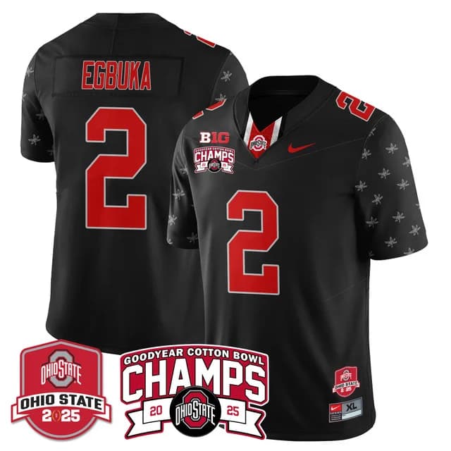 Men's Ohio State Buckeyes 2024 Cotton Bowl Champions Gold Jersey N5 - All Stitched Emeka Egbuka  - 2