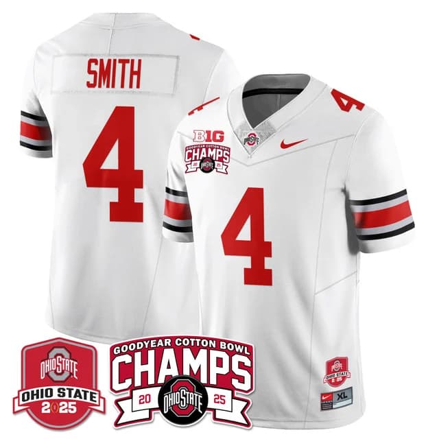 Men's Ohio State Buckeyes 2024 Cotton Bowl Champions Gold Jersey N5 - All Stitched Jeremiah   Smith - 4