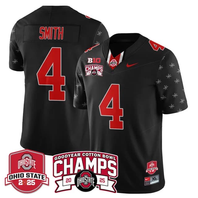 Men's Ohio State Buckeyes 2024 Cotton Bowl Champions Gold Jersey N5 - All Stitched Jeremiah  Smith - 4
