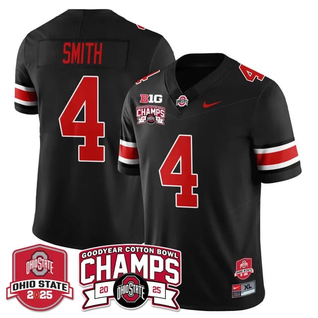 Men's Ohio State Buckeyes 2024 Cotton Bowl Champions Gold Jersey N5 - All Stitched Jeremiah Smith -   4
