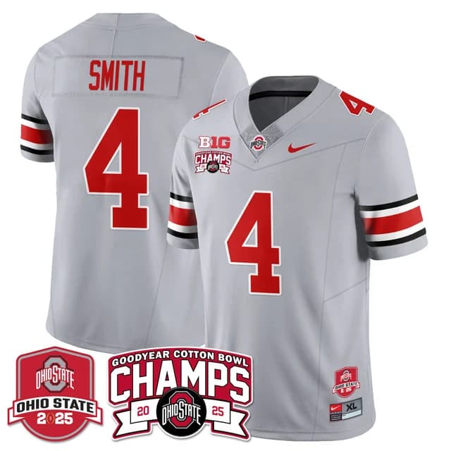 Men's Ohio State Buckeyes 2024 Cotton Bowl Champions Gold Jersey N5 - All Stitched Jeremiah Smith - 4