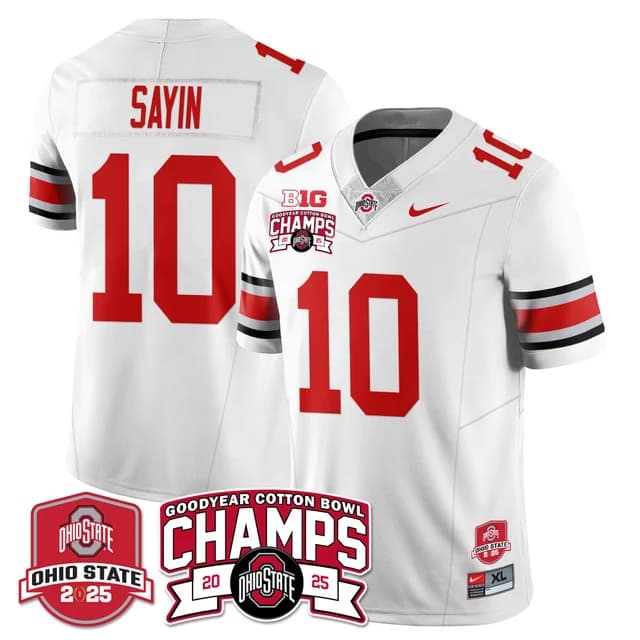 Men's Ohio State Buckeyes 2024 Cotton Bowl Champions Gold Jersey N5 - All Stitched Julian Sayin -    10