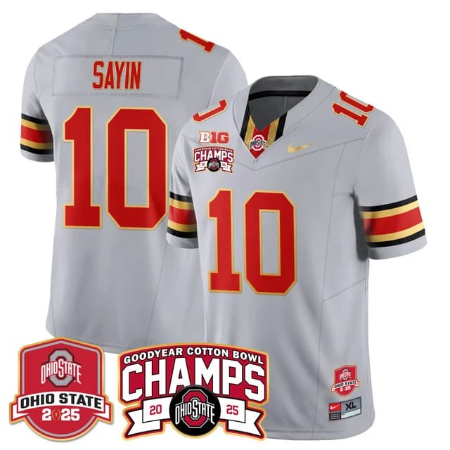 Men's Ohio State Buckeyes 2024 Cotton Bowl Champions Gold Jersey N5 - All Stitched Julian Sayin   - 10