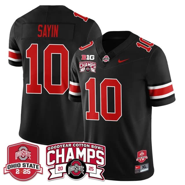 Men's Ohio State Buckeyes 2024 Cotton Bowl Champions Gold Jersey N5 - All Stitched Julian Sayin -   10