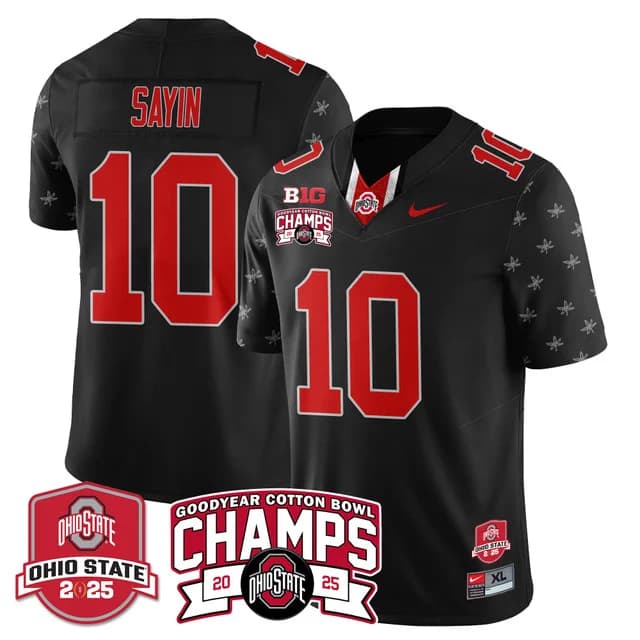Men's Ohio State Buckeyes 2024 Cotton Bowl Champions Gold Jersey N5 - All Stitched Julian Sayin -  10