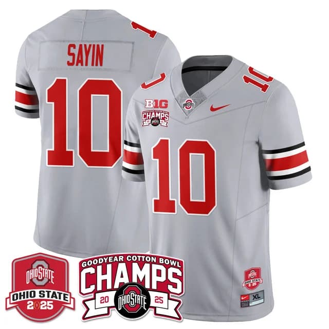 Men's Ohio State Buckeyes 2024 Cotton Bowl Champions Gold Jersey N5 - All Stitched Julian Sayin - 10