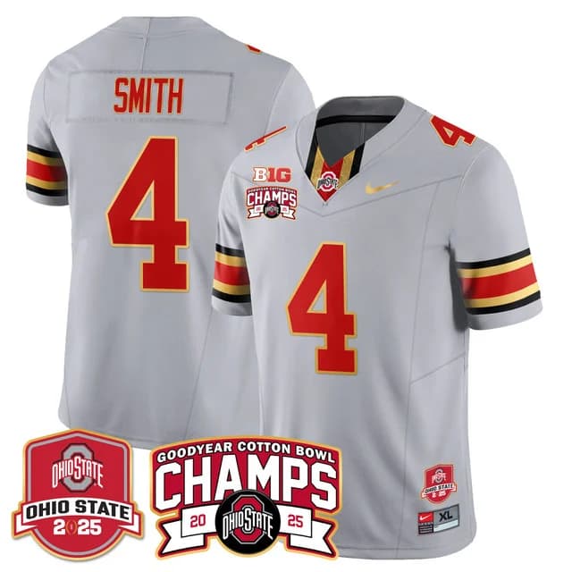 Men's Ohio State Buckeyes 2024 Cotton Bowl Champions Gold Jersey N5 - All Stitched Quinshon  Judkins - 1