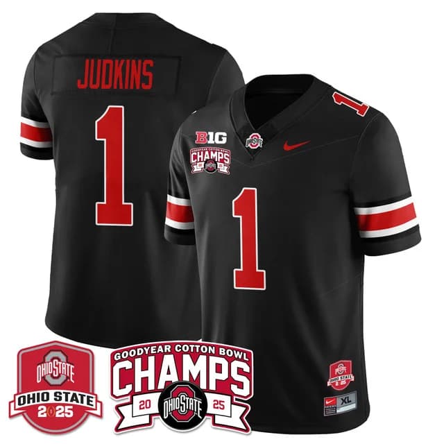 Men's Ohio State Buckeyes 2024 Cotton Bowl Champions Gold Jersey N5 - All Stitched Quinshon Judkins   - 1