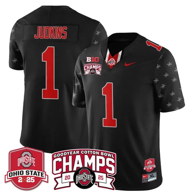 Men's Ohio State Buckeyes 2024 Cotton Bowl Champions Gold Jersey N5 - All Stitched Quinshon Judkins  - 1
