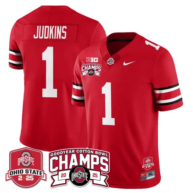 Men's Ohio State Buckeyes 2024 Cotton Bowl Champions Gold Jersey N5 - All Stitched Quinshon Judkins - 1 #