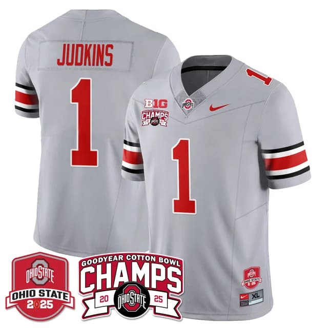 Men's Ohio State Buckeyes 2024 Cotton Bowl Champions Gold Jersey N5 - All Stitched Quinshon Judkins - 1