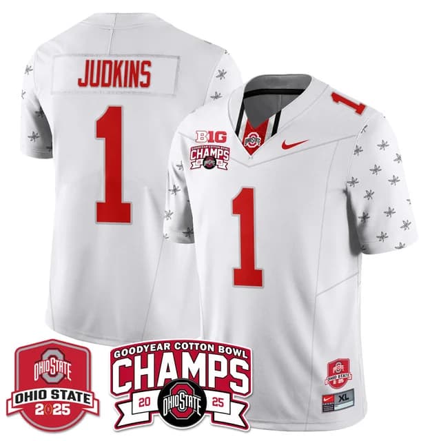 Men's Ohio State Buckeyes 2024 Cotton Bowl Champions Gold Jersey N5 - All Stitched Quinshon Judkins 1