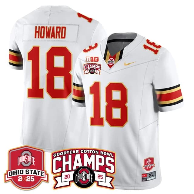 Men's Ohio State Buckeyes 2024 Cotton Bowl Champions Gold Jersey N5 - All Stitched Will  Howard  -  18