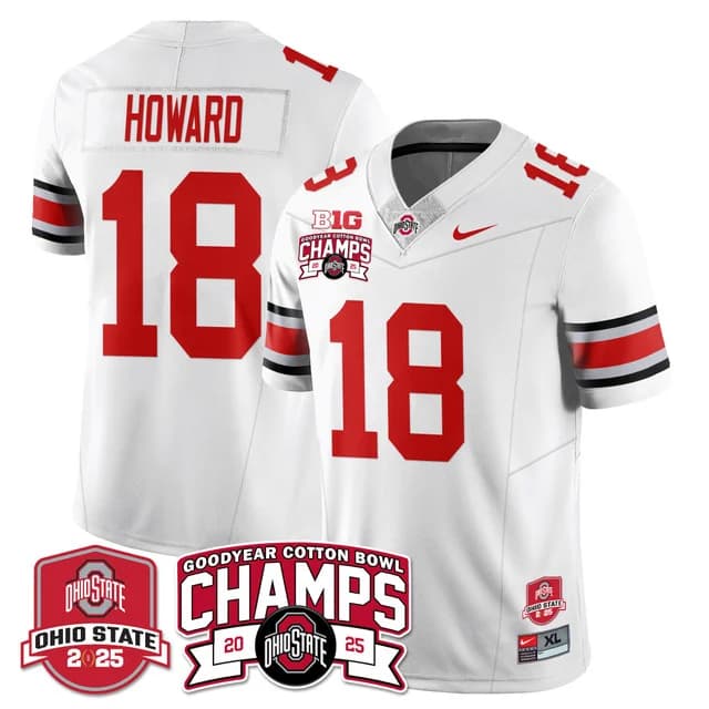 Men's Ohio State Buckeyes 2024 Cotton Bowl Champions Gold Jersey N5 - All Stitched Will  Howard - 18