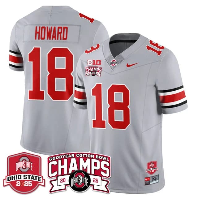 Men's Ohio State Buckeyes 2024 Cotton Bowl Champions Gold Jersey N5 - All Stitched Will Howard - 18