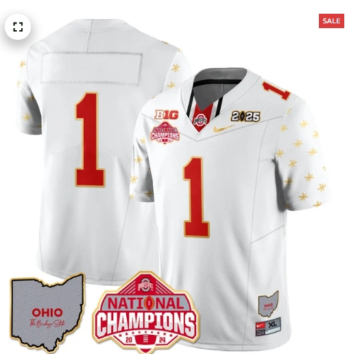 Men's Ohio State Buckeyes 2024 National Champions Limited Gold Jersey N1 - All Stitched #1 Team