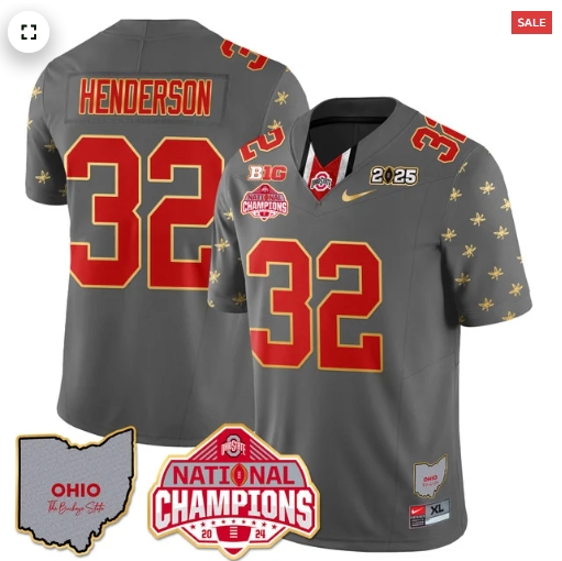 Men's Ohio State Buckeyes 2024 National Champions Limited Gold Jersey N1 - All Stitched