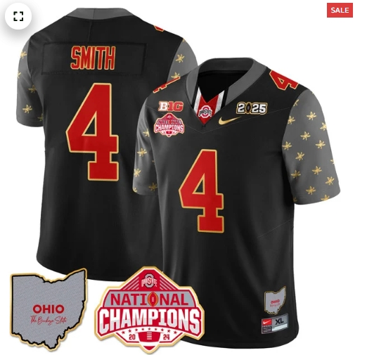 Men's Ohio State Buckeyes 2024 National Champions Limited Gold Jersey N1 - All Stitched Black Jeremiah Smith - 4
