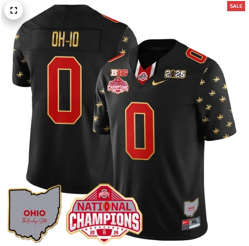 Men's Ohio State Buckeyes 2024 National Champions Limited Gold Jersey N1 - All Stitched Black Limited OH-IO - 0