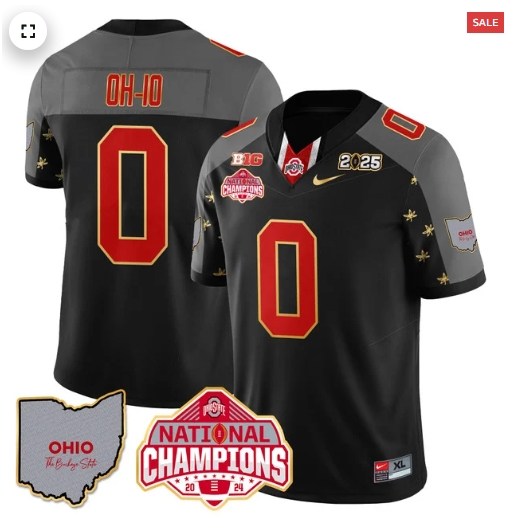 Men's Ohio State Buckeyes 2024 National Champions Limited Gold Jersey N1 - All Stitched Black Special  OH-IO - 0
