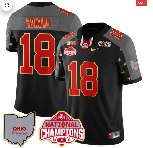 Men's Ohio State Buckeyes 2024 National Champions Limited Gold Jersey N1 - All Stitched Black Special  Will Howard - 18