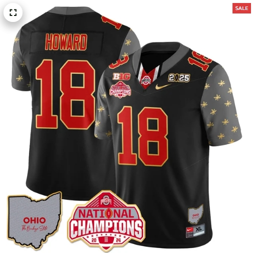 Men's Ohio State Buckeyes 2024 National Champions Limited Gold Jersey N1 - All Stitched Black Will Howard - 18