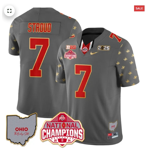 Men's Ohio State Buckeyes 2024 National Champions Limited Gold Jersey N1 - All Stitched C J Stroud - 7