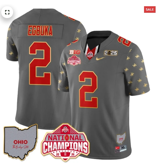 Men's Ohio State Buckeyes 2024 National Champions Limited Gold Jersey N1 - All Stitched Emeka Egbuka - 2