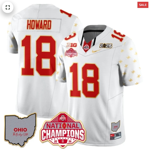 Men's Ohio State Buckeyes 2024 National Champions Limited Gold Jersey N1 - All Stitched White Limited  Will Howard - 18