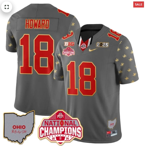 Men's Ohio State Buckeyes 2024 National Champions Limited Gold Jersey N1 - All Stitched Will Howard - 18
