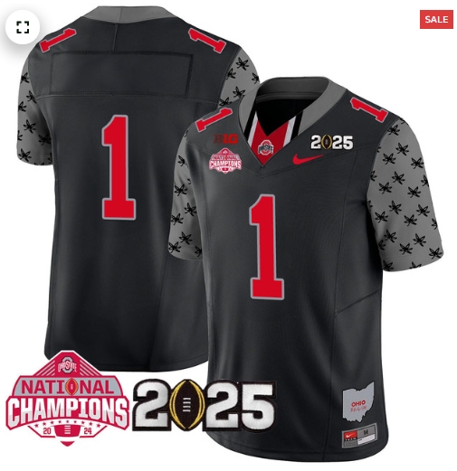 Men's Ohio State Buckeyes 2024 National Champions Limited Jersey N2 - All Stitched Black #1 Team