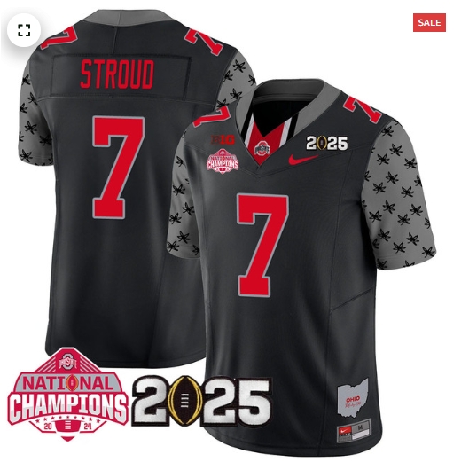 Men's Ohio State Buckeyes 2024 National Champions Limited Jersey N2 - All Stitched Black C J Stroud - 7